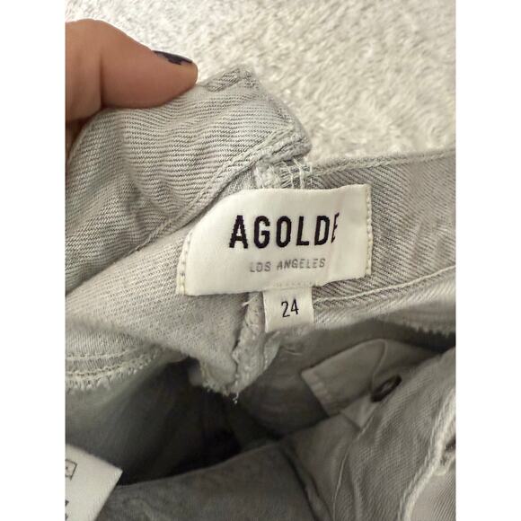 AGOLDE Criss Cross Jeans Women's 24 in Gray 100% Organic Cotton Light Wash - Picture 4 of 8